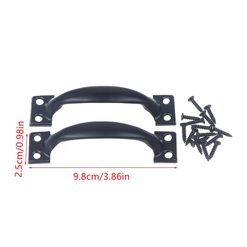 2Pcs Door Handle+8pcs Screws Iron Door Handles Gate Handle Pull For Sliding Barn Doors Gates Garages Sheds Window Pulls Knob
