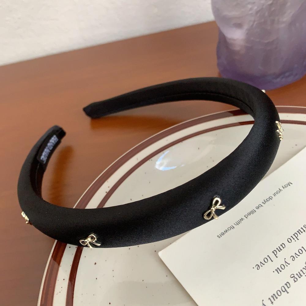 

Губка Бант Обруч для волос Однотонная Повязка на голову Головной убор Милая Повязка на голову Для женщин Для женщин чёрный/золотой