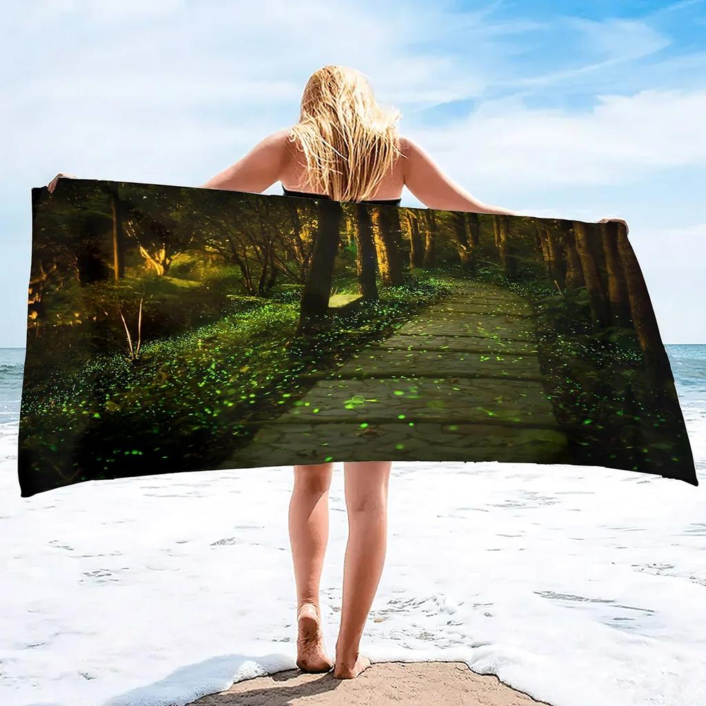 Oversize Beach Towel, Extra Large Towels,Forest Print Cool Travel Pool Towel,Soft and Quick Dry Swim Towels for Women and Girls