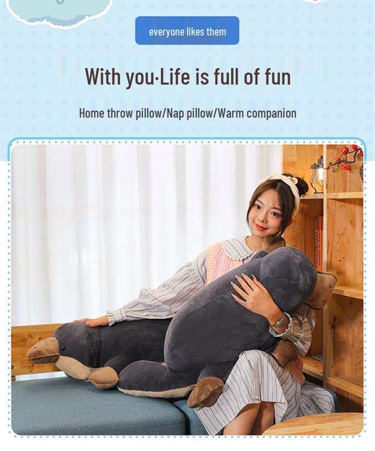 Large Platypus Plush Pillow - Ugly-Cute Stuffed Animal Doll for Kids