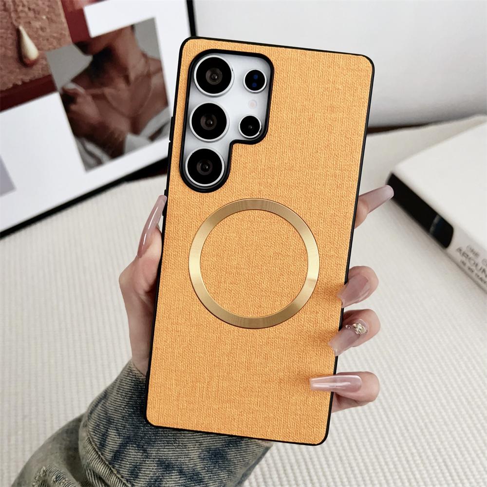 For Magsafe Fabric Cloth Case for Samsung Galaxy S25 S23 Ultra S24 FE S22 S21 Plus A16 A36 Magnetic Solid Color Ultra Thin Cover