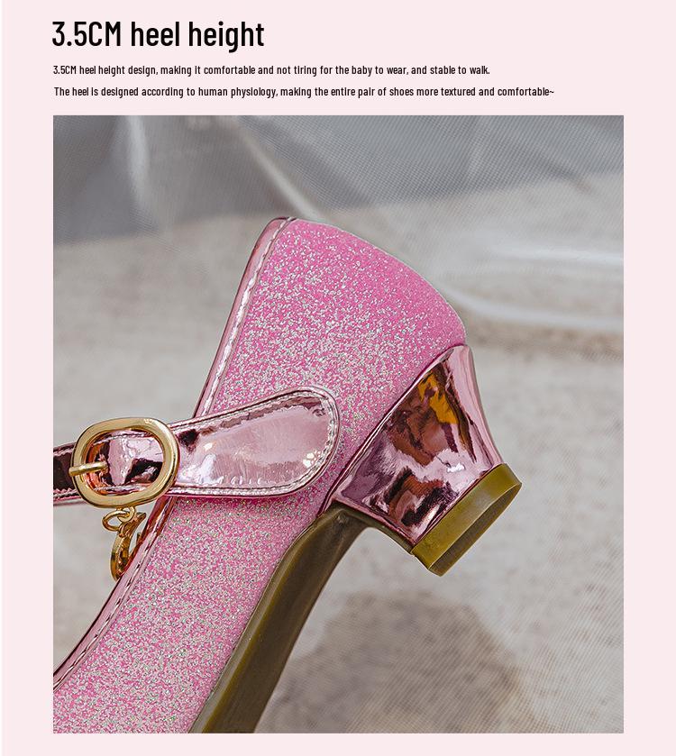 Kristall-Leder Prinzessinnenschuhe für kleine Mädchen - 2025 Frühling/Herbst High-Heel Kinderschuhe
