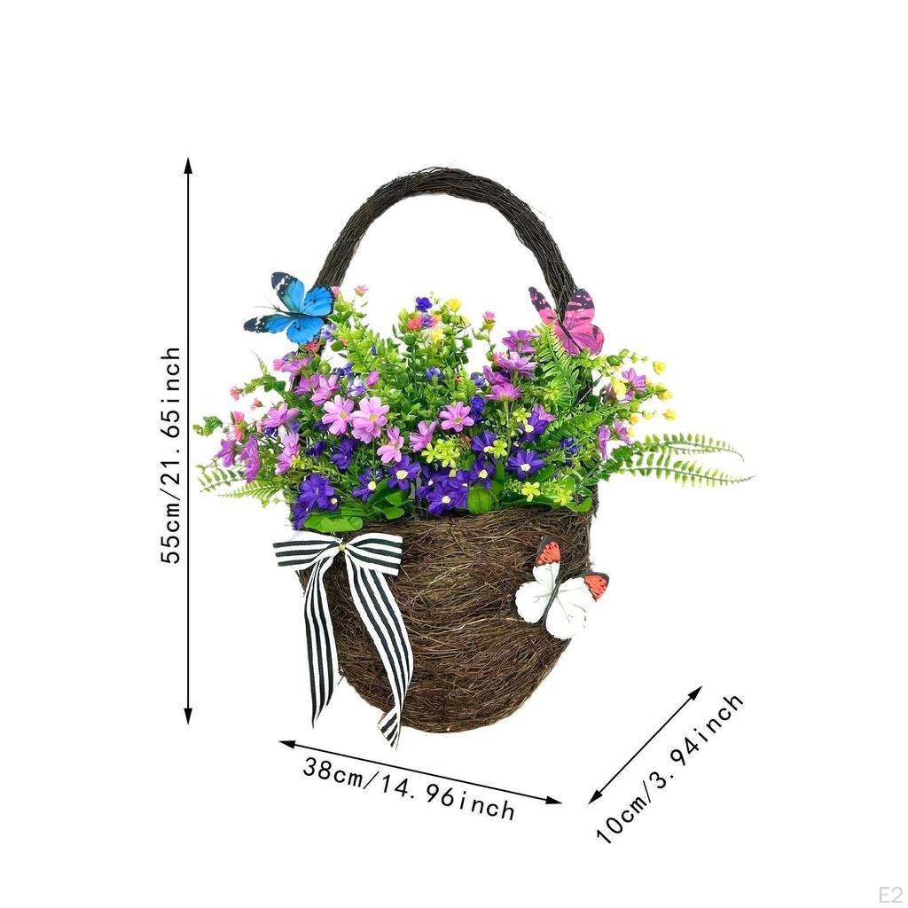 Türhänger Korb Kranz Künstliche Blumen Ideales Geschenk Blumengesteck Ornament Front