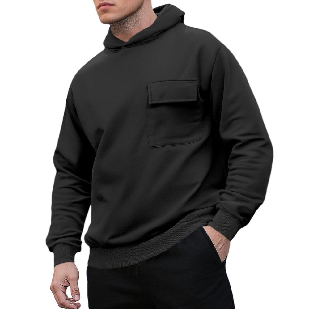 Amerikanischer Stil Herbst Winter Neue Mode Herren Einfarbig Große Tasche Lässig Trendig Langarm Kapuzenpullover Outdoor Sweatshirt Männlich