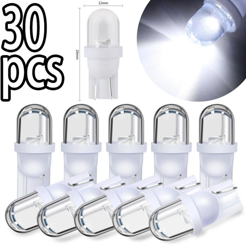 30pcs Car T10 Led Bulbs LED Light Cold White Silica Auto Interior Dome Reading Wedge Side Door Trunk Lamp License Plate Lamp 12V Bulbs 7