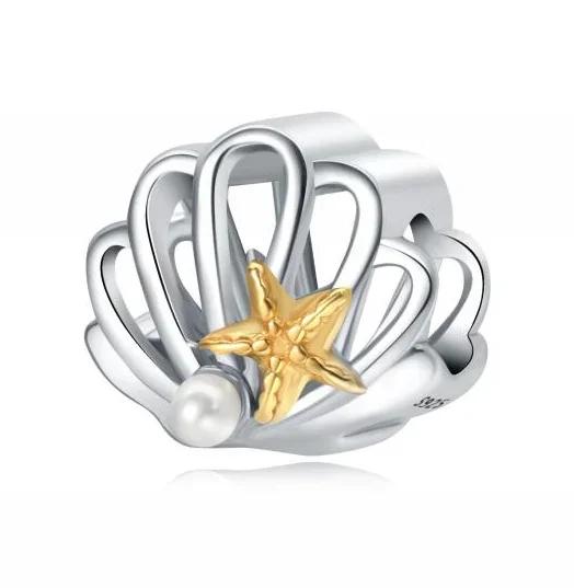 Copper Original Sea Shell Starfish Mermaid Charm Beads Fit Bracelet Charms Bead Jewelry Women Fine Jewelry Gift