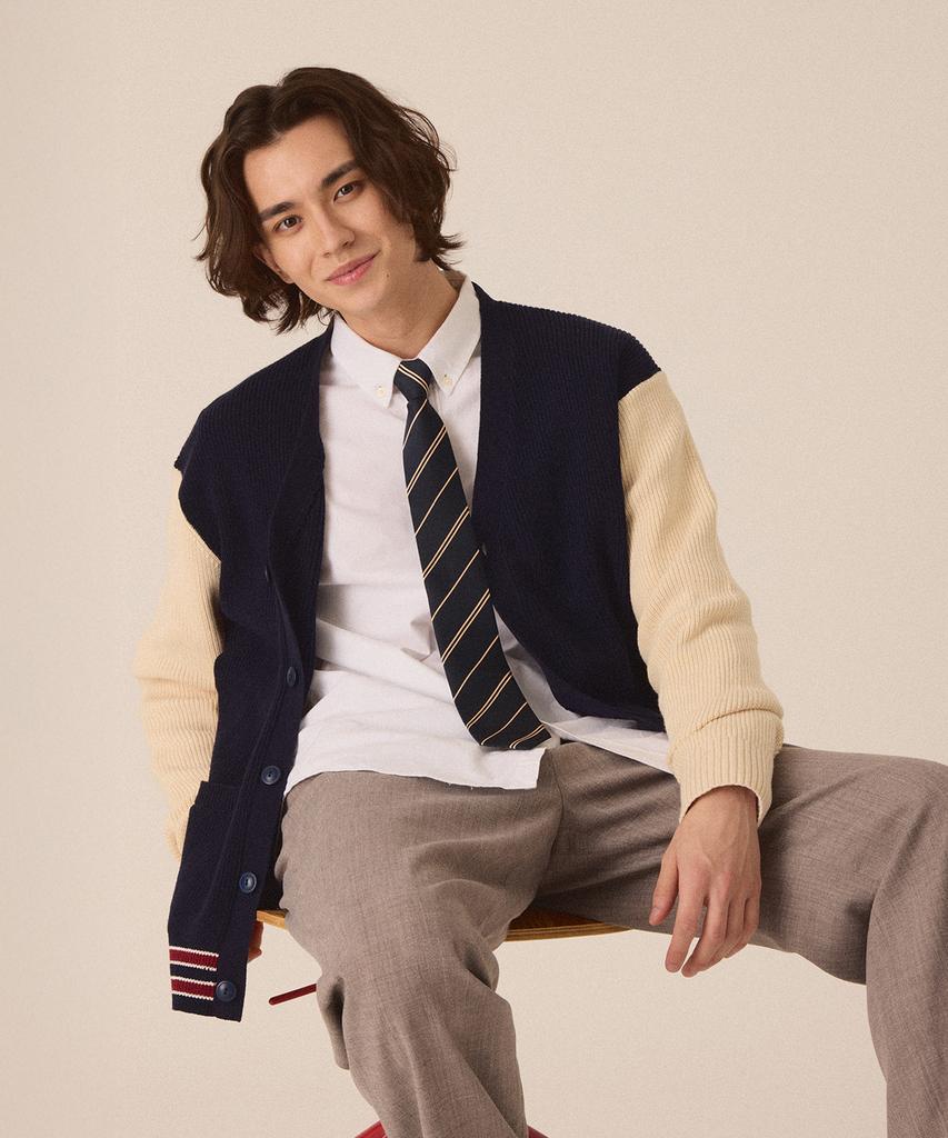 Cutz Color-Block Sleeve Knit Cardigan - 2 Colors