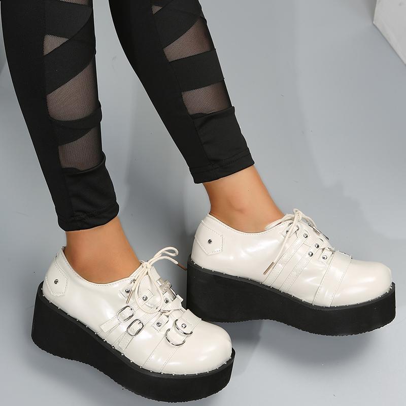 

Autumn Hot Sale Plus Size Shoes for Female Lace-up Women s High Heels Wedge Ladies Pumps Super High Platform Ladies Loafers