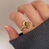 Retro Tiger's Eye Stone Finger Ring Fashion Brown Stone Rings for Women Opening Adjustable Gold Color Rings Jewelry Gifts