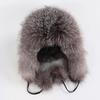 On Sale Real Fox Fur Women's Russian Ushanka Aviator Trapper Snow Skiing Hats Caps Earflap Winter Ladies Fox Fur Bomber Hat