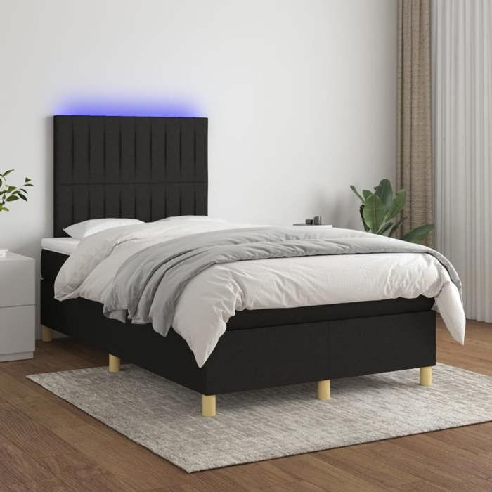 VidaXL Slatted Bed Base with Mattress and LED, Upholstered Bed, Double Bed, Adult Bed for Interior Bedroom, 3135583