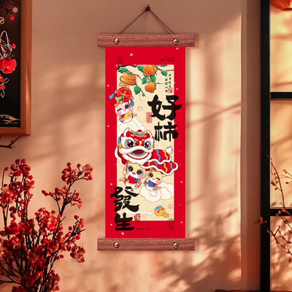 1 Pair Scroll Design Spring Festival Couplet Blessing Words Wall Pendant  Living Room