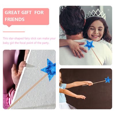 2 Stück Sternform Feenstab Sicherheit Holz Stoff Material Geburtstagsparty Requisiten Magischer Cosplay Stab Mädchen Festival Geschenke Entzückend