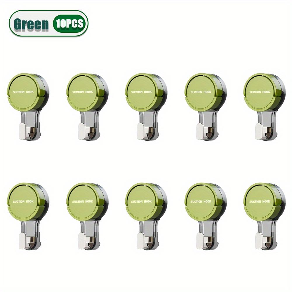 

10 шт. Крючки для халатов и полотенец, Крючки на присосках, Многоразовые вакуумные крючки, Водонепроницаемые вешалки для полотенец и аксессуары для вешалок для одежды, 10pcs зелёный