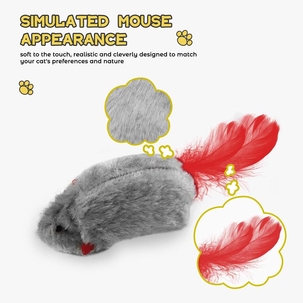 Cat Toys for Indoor Cats Adult Kitten, 2 Pcs Door Hanging Interactive Cat Mice Toys with Squeaky Sound & Feather Tail