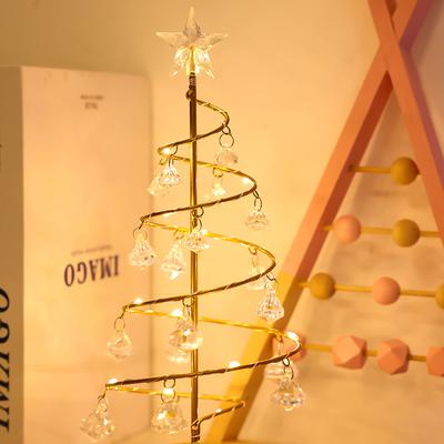 Christmas Decoration 2023 Glittering Metallic Crystal Christmas Tree Night Light Festive Holiday Decor for a Cozy