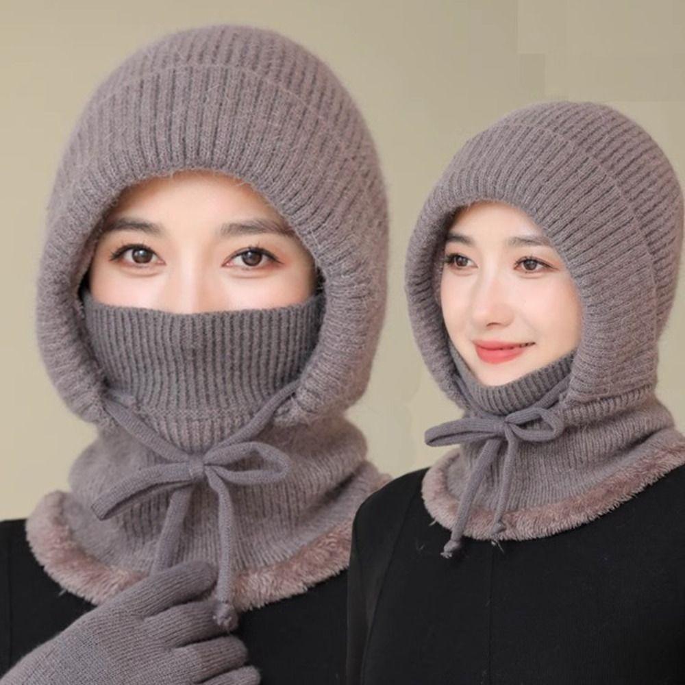 Ear Protection Knitted Balaclava Hat Neck Warmer Pullover Hats Winter Hooded Cap  All-match