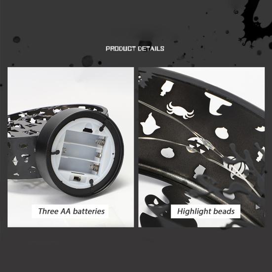 Halloween Night Light Spooky Table Lamp Double Sided Light-up Bat Gothic Castle Decoration for Horror Themed Parties Haunted Houses