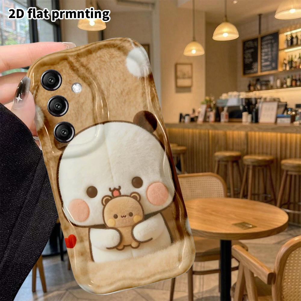 Phone Case: 2D Flat Samsung Galaxy A34 A35 S20 S22 S21 FE Plus Ultra Protective Case, Holding a Teddy Bear, Christmas and Halloween Gift