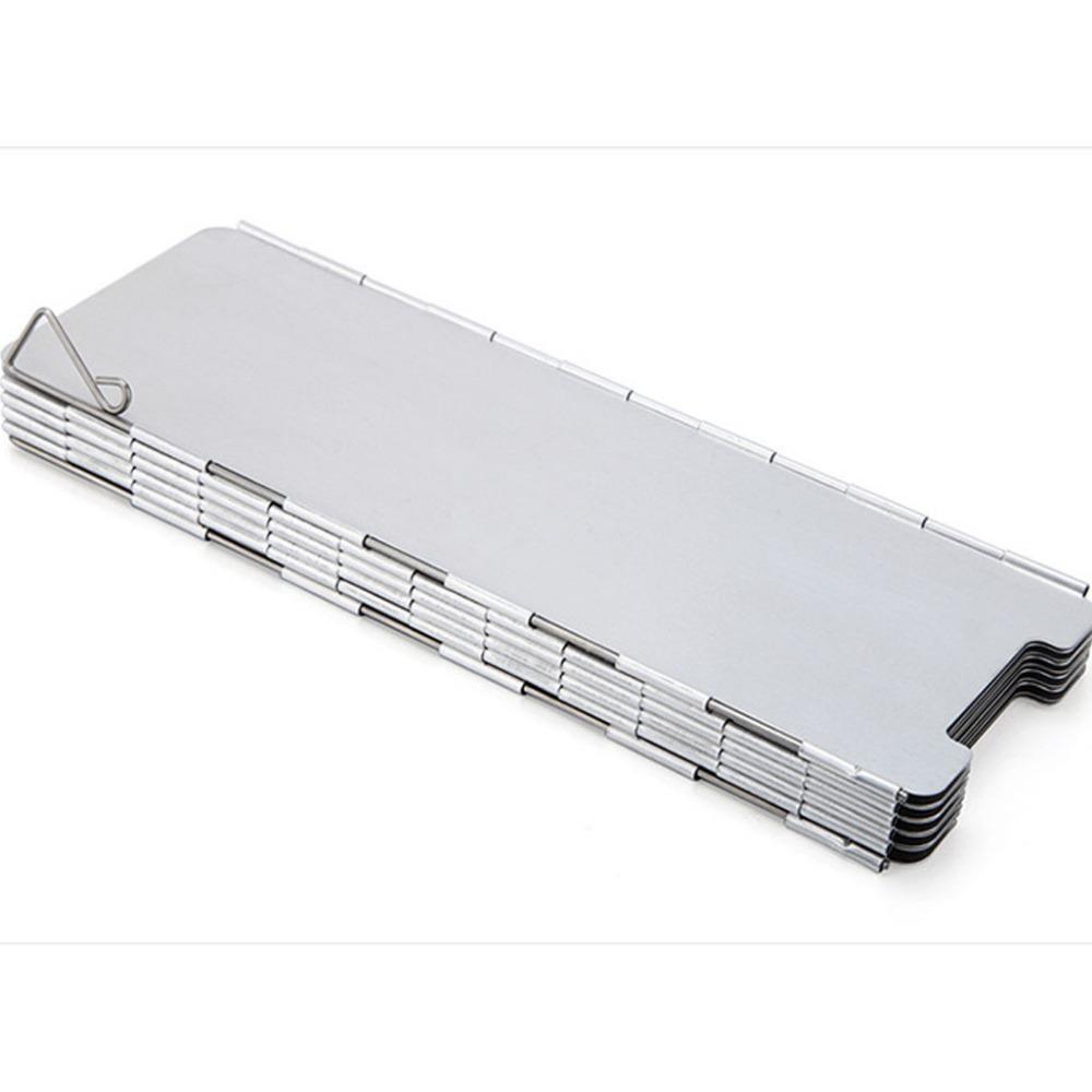 Outdoor Camping Furnace End Pot Set Accessories Windshield with Latch 10 Pieces Aluminum Folding Windshield with Cloth Bag