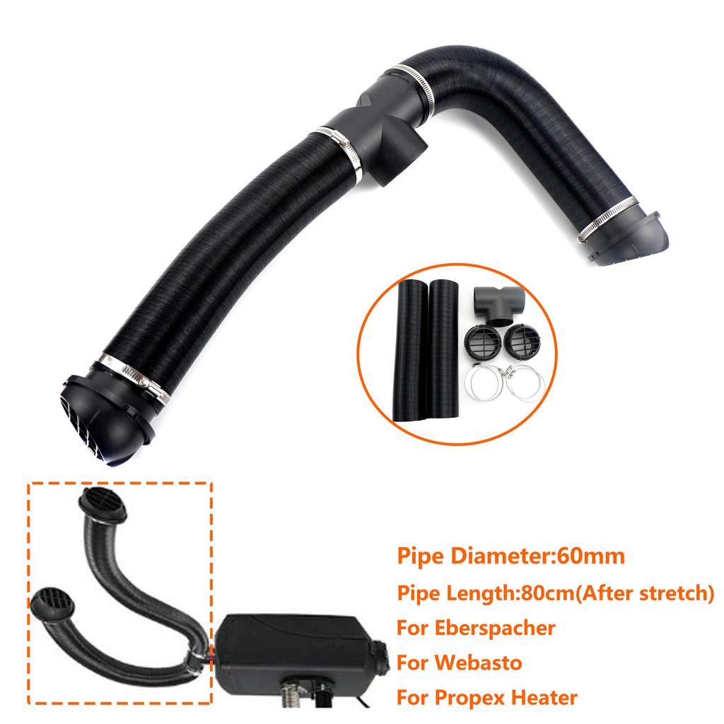 42/60/75mm Car Auto Heater T Y Pipe Duct Warm Air Outlet Black For Webasto Eberspacher Propex Parking Diesel Heater