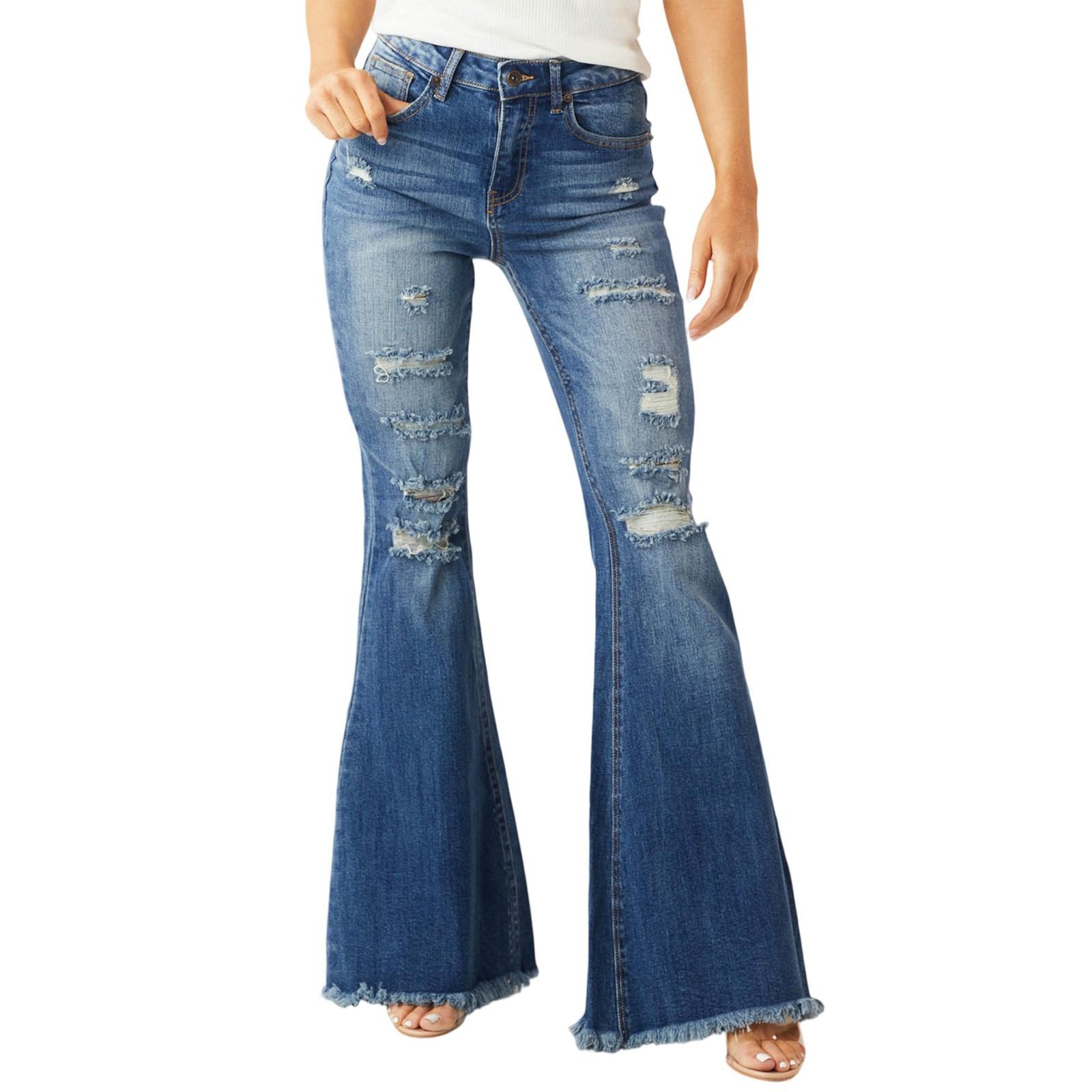 

Women s Denim Classic Versatile High Waist Fashionable Trousers XL синий