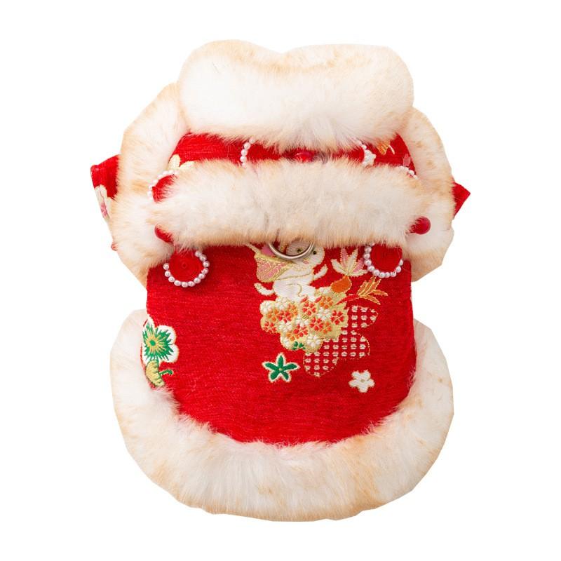 Pet Winter Chinese Style Cotton Coat Small Dogs Cats - Festive Two-Legged Outfit Warm XS To XXL