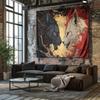 Ice and Fire Wolf Battle Tapestry  Unique Art Wall Decor