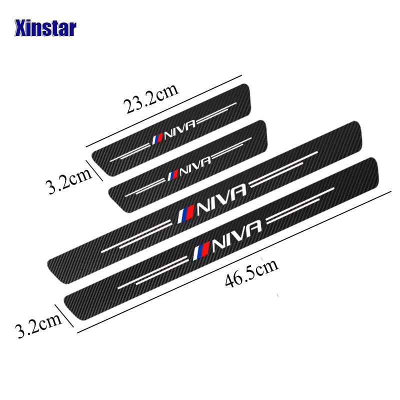 4PCS Carbon Fiber Car Scuff Plate Door Sill Stickers For Lada Vesta Xray Largus Granta NIVA
