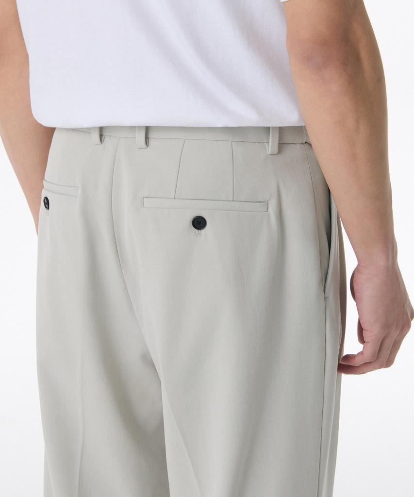 MUSINSA STANDARD Real Wide Hidden Banding Slacks [Dusty Cream]