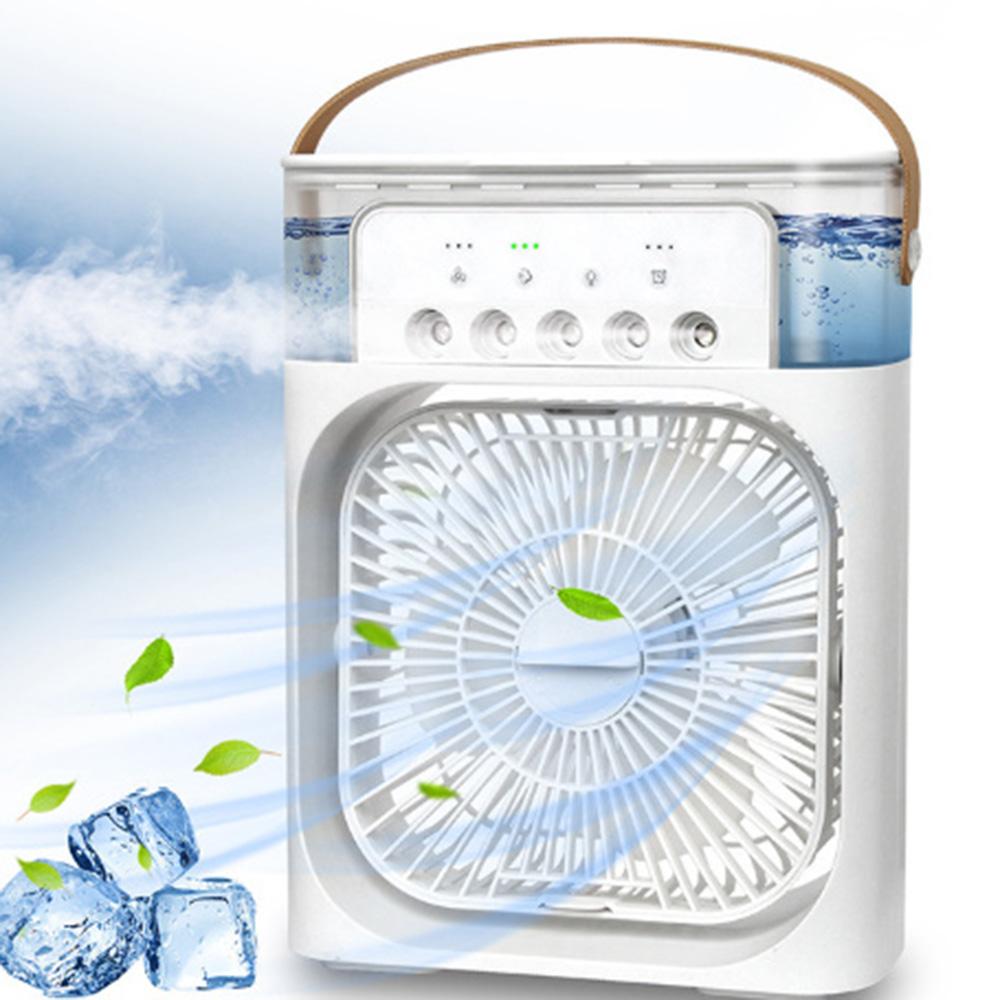 

5-Hole Humidifier Desktop Mini Mist Diffuser Cooling Fan with 7-Color Night Light White