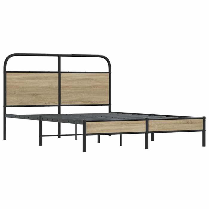 VidaXL Bed Frames Without Mattress 140x200 Cm Smoked Oak Engineered Wood 4100357
