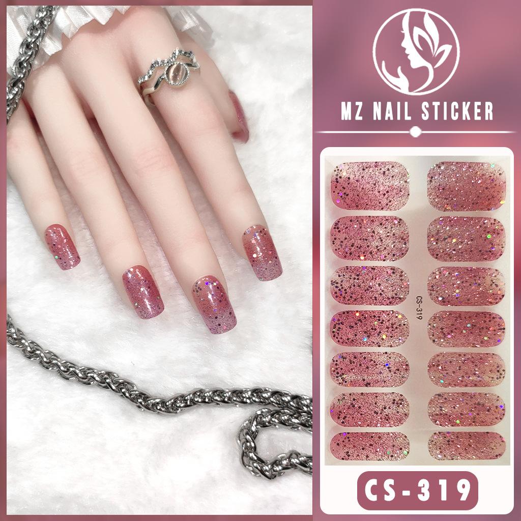 CS Color Green Onion Powder Four-color All-Green Onion No-Bake Gel Nail Polish Film All Ice Flash Nail Polish Film Paper Nail Nail Sticker