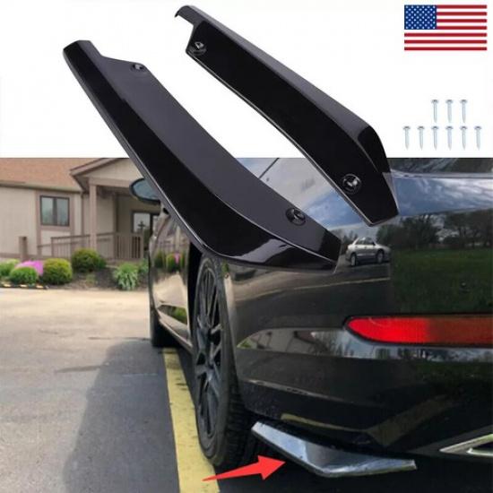 2X Fits Honda Civic Black Sport Rear Bumper Lip Diffuser Splitter Canard Spoiler