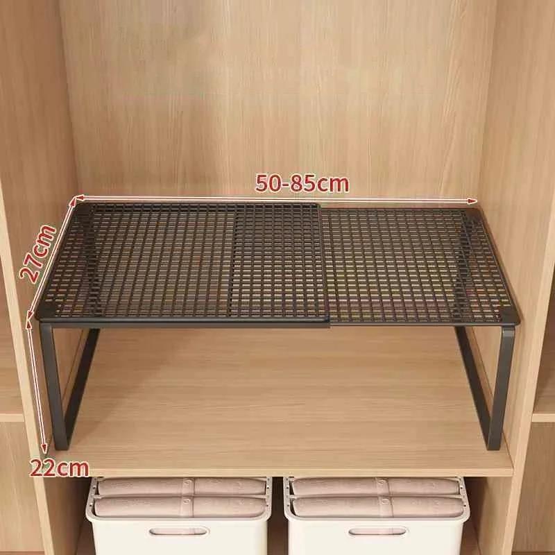1pc Scalable Wardrobe Layered Storage Shelf Large-Capacity Stackable Partition Board Rack Cabinet Organizer Fully Utilize Space