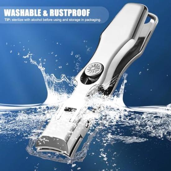 GJNL Nail Clippers for Men Thick Nails 2024 Upgrade Wide Jaw Opening Catcher No Splash Nail Clippers for Seniors Professional Ultra Sharp Nail Cutter