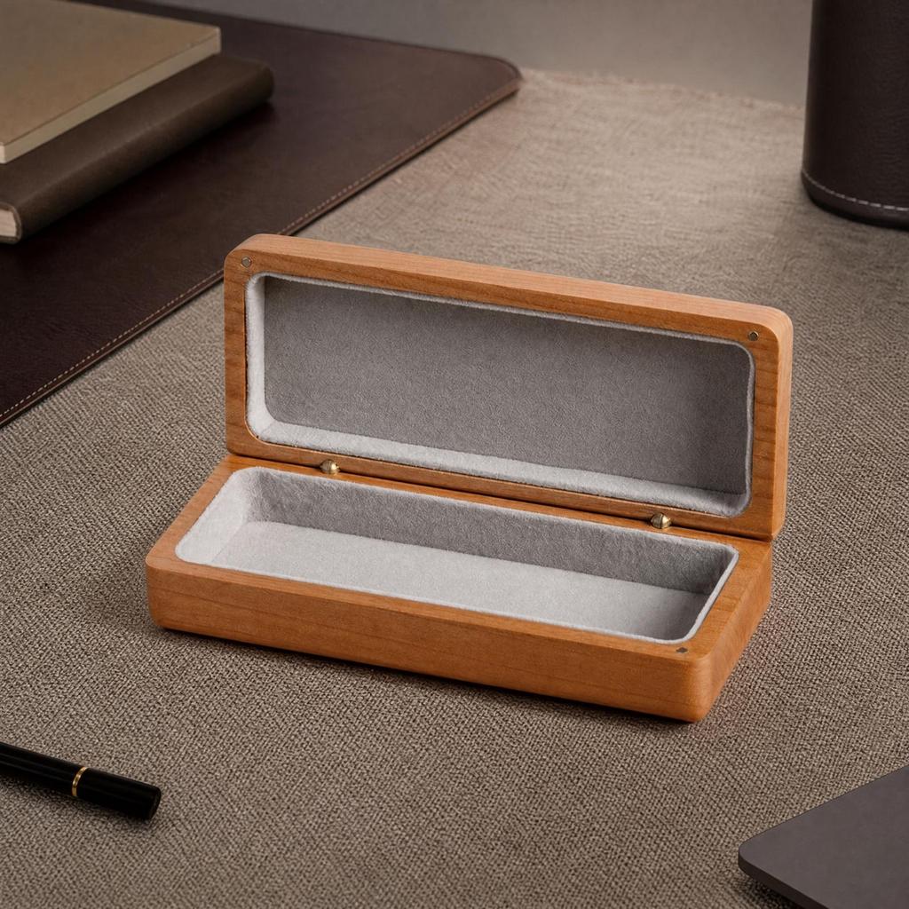 Solid Wood Eyeglasses Case Sturdy Wooden Glasses with Hinged Lid