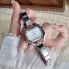 Minimalist Octagonal Rhinestone Dial Ladies Quartz Watch Thin Metal Bangle Elegant Daily Wrist Watch