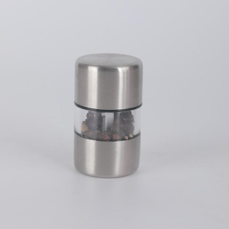 Dual-Head Black & White Pepper Baby Food Grinder - Stainless Steel Manual Sea Salt & Sichuan Pepper Mill