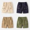 Summer Kids Mid Waist Pure Color Fifth Pants Boys Retro Buttons Casual Shorts Boys Loose Middle Pants