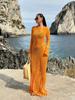 EDOLYNSA Sexy Cut Out Bell Sleeve Solid Knit Crochet Beach Maxi Dress 2024 Women Summer Chic Swimsuit Cover Up Elegant Party Outfit K23