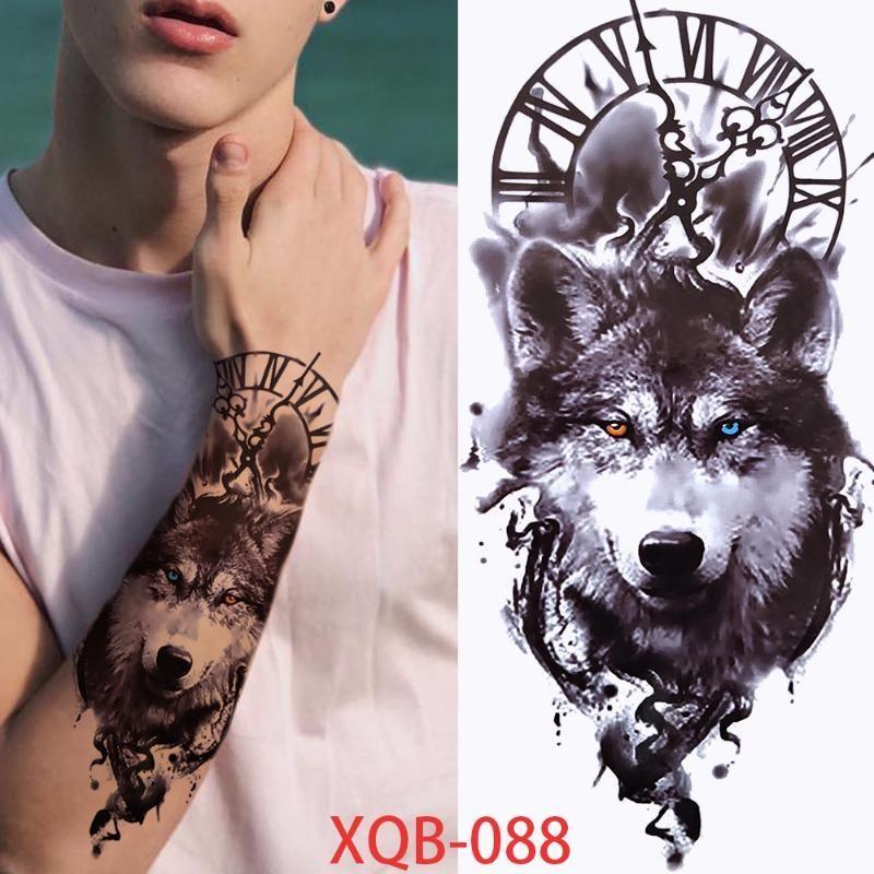 1 PC 210*114MM Waterproof Temporary Tattoo Sticker Spider Flash Tattoos Sanskrit Tiger Flower Body Art Arm Fake Tatoo For Women Men