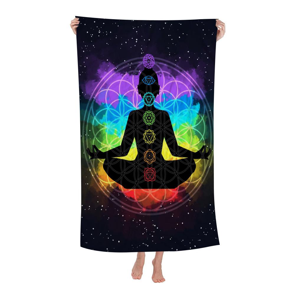 Statua Buddha Indiana Meditazione Chakra Microfibra Asciugamano da Spiaggia Assorbente Asciugatura Rapida Yoga Nuoto Resort Arrampicata su Montagna Asciugamano