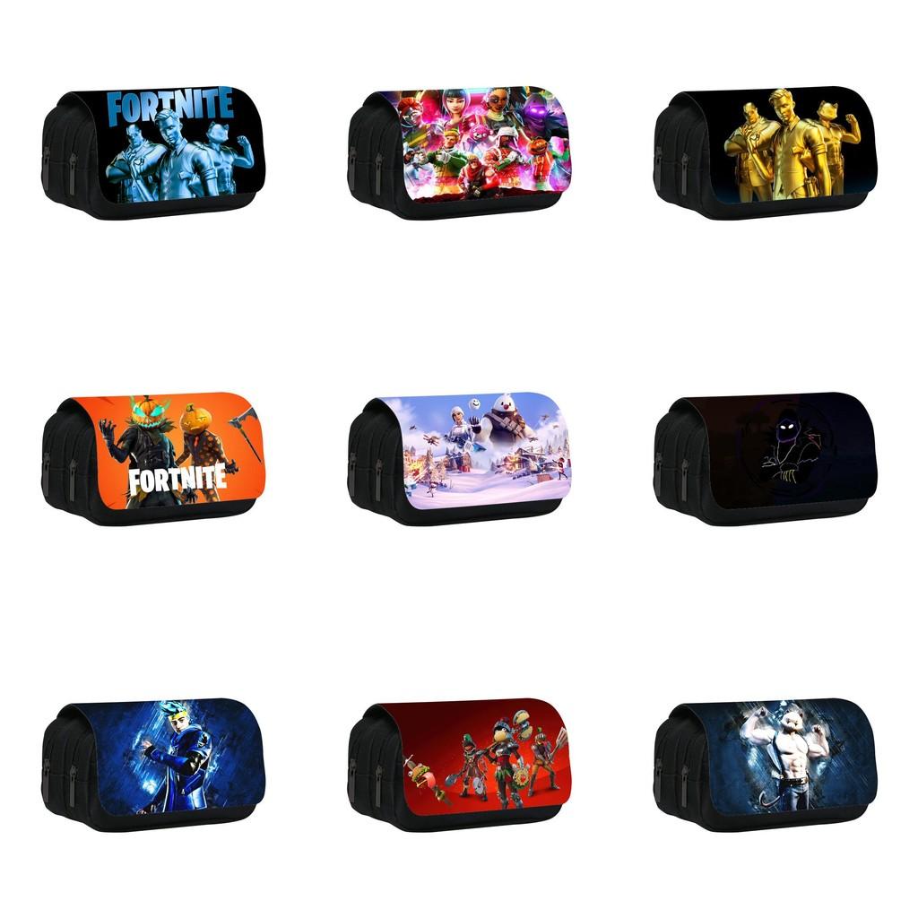 Fortnite Pencil Case Double Layer Kids Storage Bag With Nylon Material For School Supplies