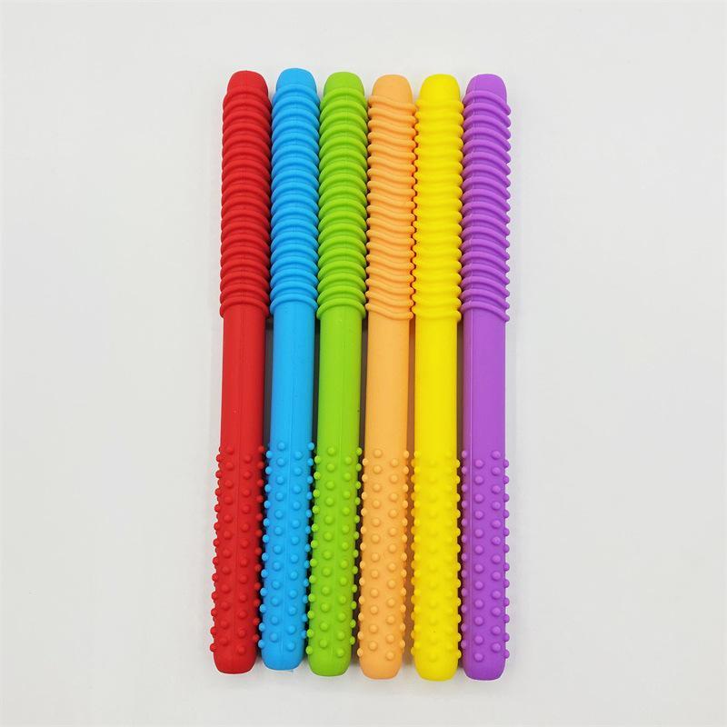 Reusable Baby Chewing Tube Non-Toxic Silicone Teeth Massager Hollow Molar Teether for Kids Speech Therapy Daily Use