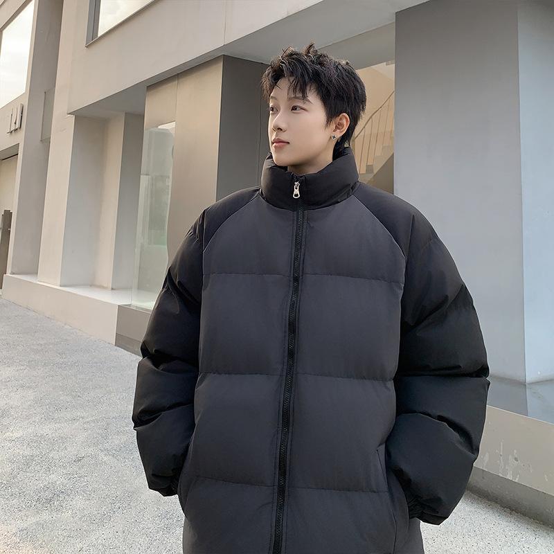 

Stand-up collar cotton jacket winter thickened and warm men s casual cotton jacket loose color-blocking padded jacket cotton jacket 3XL