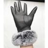 Women Winter Genuine Sheepskin Leather Glove With Rex Rabbit Fur Cuff Warm Winter Female Genuine Leather Gloves  Hand Warmer
