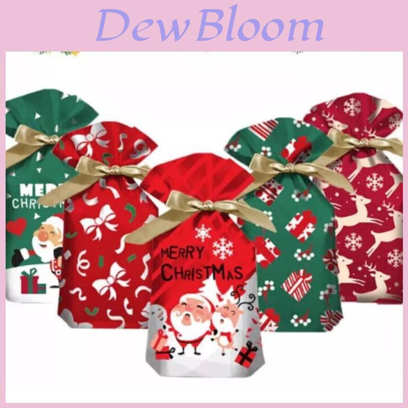 Christmas Gift Bags With Drawstring Ribbon Santa Design For Seasonal Gifts