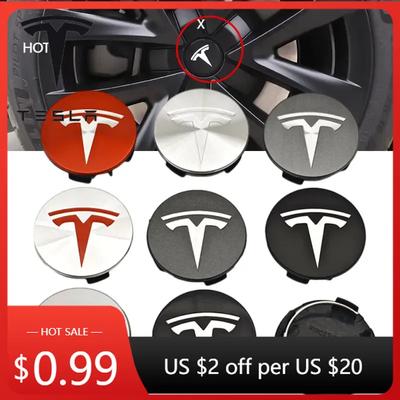Autosticker 4 stuks/set ABS 56 mm Originele Wielnaafdopjes Logo Embleem Voor Tesla Model 3 Y S X Velgen Naafkapjes