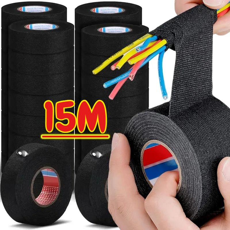 Black Waterproof Fabric Cloth Electrical Tape Heat Resistant Insulation Tape for Auto Wiring Harness Cable Wrap Repair